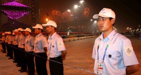 我公司参加奥运会、园博会等大型活动的情景